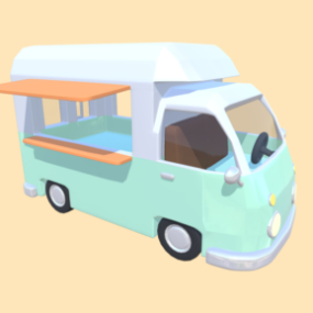 דגם תלת מימד של משאית מזון מצוירת חמודה