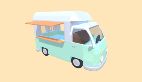Cute Cartoon Food Truck Free 3d Model - . - Open3dModel