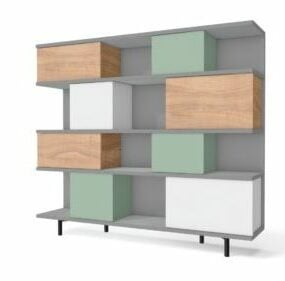 Muebles minimalistas de estantería grande modelo 3d