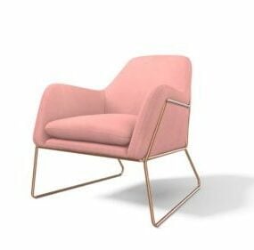 3д модель розового бархатного кресла с медным каркасом