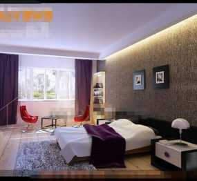 Fresh Design Fashion Purple Bedroom Interior 3d model