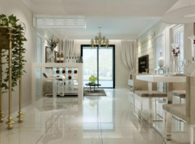 Fresh White Dining Living Room Interior 3d model