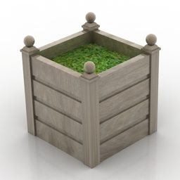 Garden Planter Wooden Box 3d model