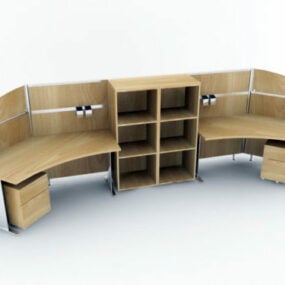 General Office Table With Cabinet Set 3d model