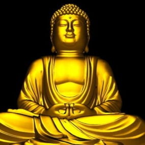تمثال بوذا الذهبي القديم نموذج ثلاثي الأبعاد