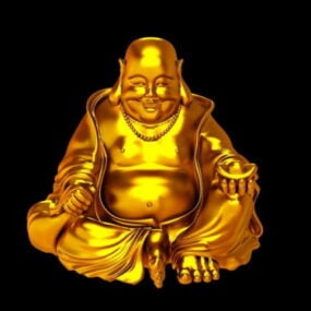 Guld Buddha Statue V2 3d-modell