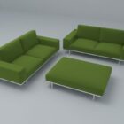 家の緑のソファーセットの家具