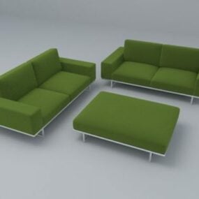 Domowy zestaw zielonych sof Model 3D