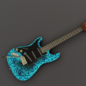 Blue Electric Guitar 3d model