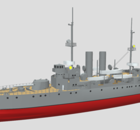 کشتی باری در دریا مدل سه بعدی
