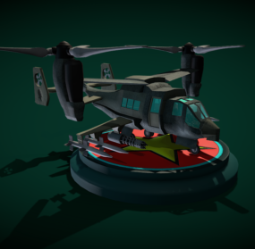 Helicopter With Heliport 3d model