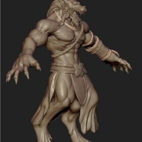 Modelo 3d de personaje de hombre lobo humano