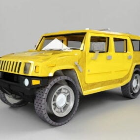 Modelo 1d del coche Hummer H3 amarillo