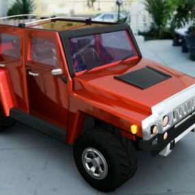 רכב Hummer H1 Red Paint דגם תלת מימד