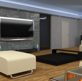 Simple Living Room Interior Design 3d model