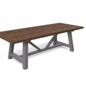 超大松木餐桌3d模型