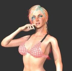 Modelo 3d animado de personagem feminina de biquíni de beleza
