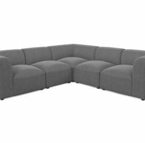 Model 5d Sofa Sudut Kelabu 3 Tempat Duduk