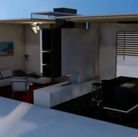 Modern Kitchen Living Room Interior 3d model