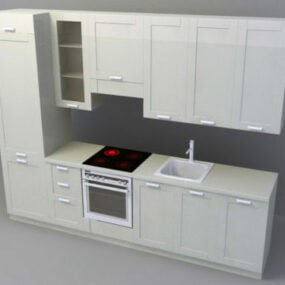 طقم المطبخ الأبيض نموذج 3D