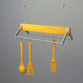Phụ kiện nhà bếp móc áo màu vàng mô hình 3d