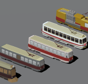Modello 3d della collezione di treni urbani
