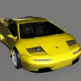 पीले रंग की लेम्बोर्गिनी डियाब्लो रोadsटेर कार 3डी मॉडल