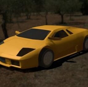 Yellow Lowpoly 3d модель автомобіля Lamborgini