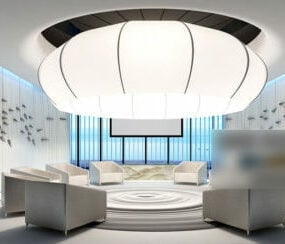 Modelo 3D da cena interior da sala de reuniões no teto redondo