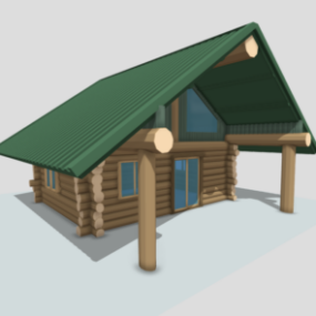 Lille bjælkehyttebygning 3d-model