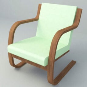 Lounge Chair Wood Frame 3d model