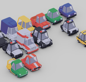 Lowpoly Gaming Car Set 3d model