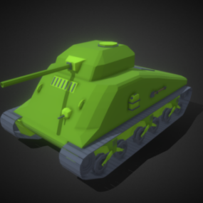 Lowpoly शर्मन टैंक 3डी मॉडल