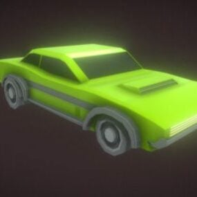 Зелёная Lowpoly 3д модель автомобиля