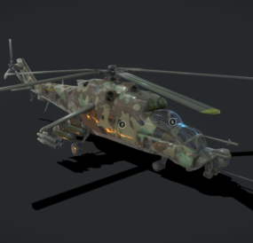 Russisch Mi-24 cockpithelikopter 3D-model