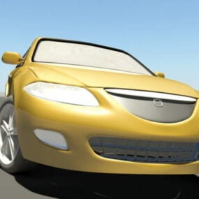 Żółty model samochodu Mazda 6 Sedan 3D