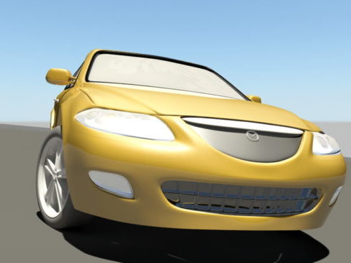 黄色のマツダ6セダン車