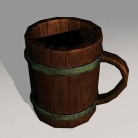 Vintage Wood Beer Mug 3d model