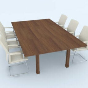 Tavolo da riunione in legno per ufficio V1 modello 3d