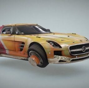 Stary zardzewiały model samochodu Mercedes 3D