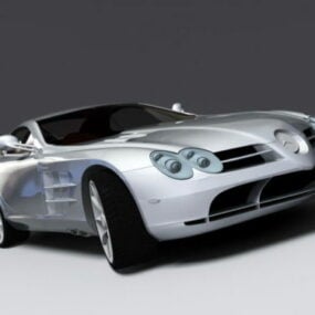 Срібна 3d модель автомобіля Mercedes Benz Sl