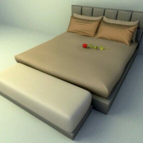 Moderne seng og med pute 3d-modell