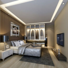 Modern Bedroom Texture Men Interior 3d model