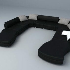 Muebles de sofá negro moderno modelo 3d