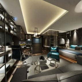 Modern Business Men Bedroom Interior 3d model