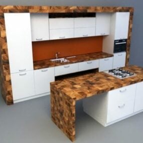 Modello 3d di design moderno della cucina in marmo