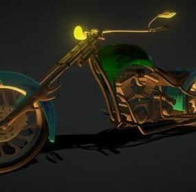 Gold Chopper Motorcycle 3d model