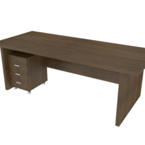 Office Mdf Table With Cabinet 3d model