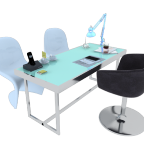 סט כסאות שולחן ללקוח משרדי דגם תלת מימד