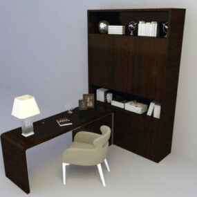 Büroarbeitsmöbel mit Tischset 3D-Modell